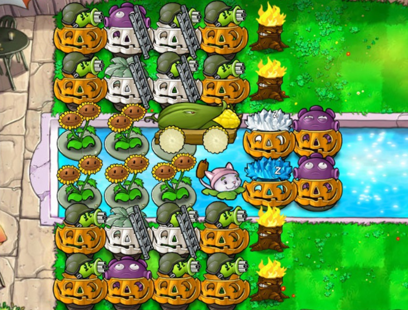 植物大战僵尸:无尽生存模式,掌握好阵型,可以撑过至少50回合