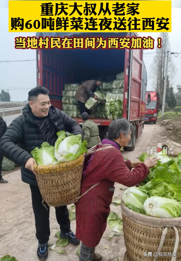 重庆大叔好样的！男子购60吨新鲜蔬菜连夜送西安