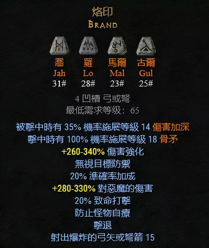 武器:弓&弩可以制作的符文之语,暗黑2重制版